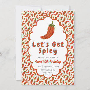 Chili Pepper Lets Get Spicy Birthday Inbjudningar
