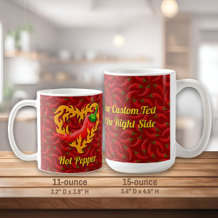 Chili Pepper med Flame Heart Coffee Mugg