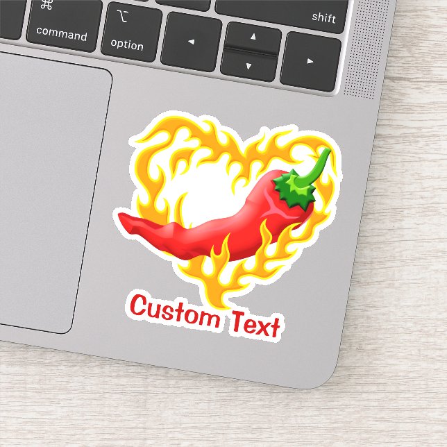 Chili Pepper med Flame Heart Klistermärken (Detalj)
