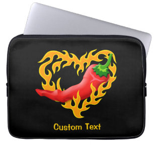Chili Pepper med Flame Heart Laptop Fodral