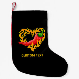 Chili Pepper med Flame Heart Liten Julstrumpa