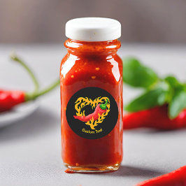 Chili Pepper med Flame Heart Runt Klistermärke