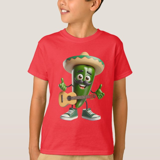 Chili Pepper med Ukulele T Shirt (Framsida)