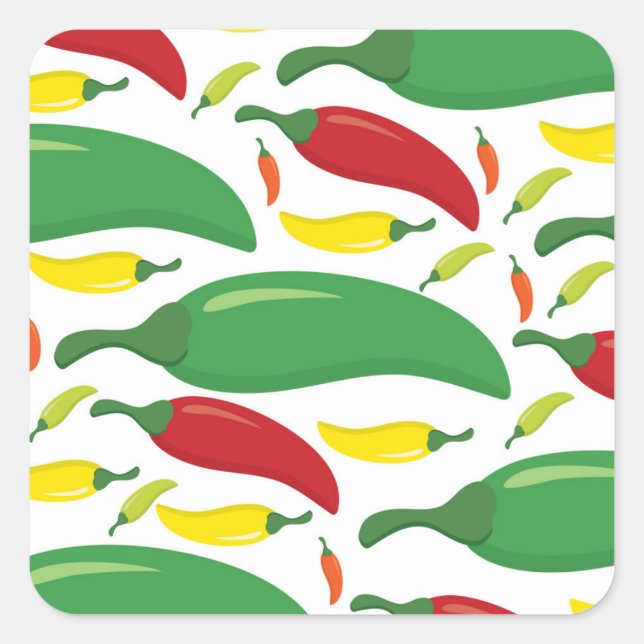 Chili pepper mönster fyrkantigt klistermärke (Framsida)