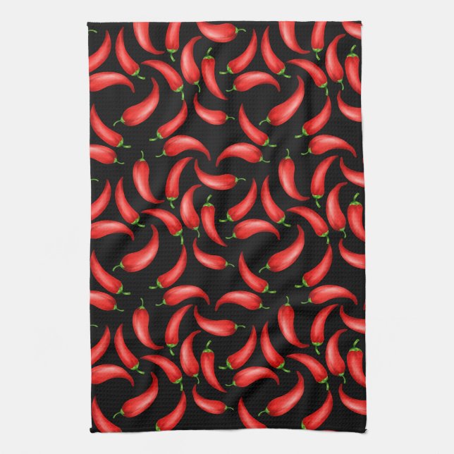 Chili Pepper Mönster Kitchen Towel Kökshandduk (Vertikal)