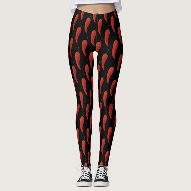 Chili Pepper Mönster Leggings (Framsida)