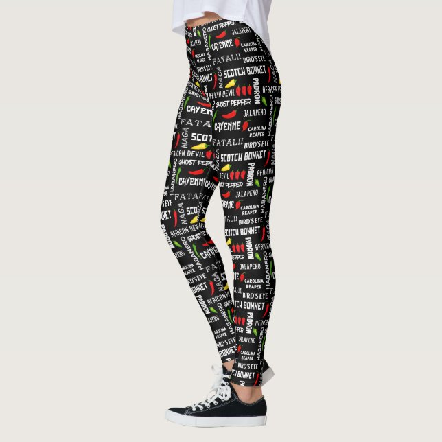 Chili Pepper Namn Mönster Leggings (Vänster)