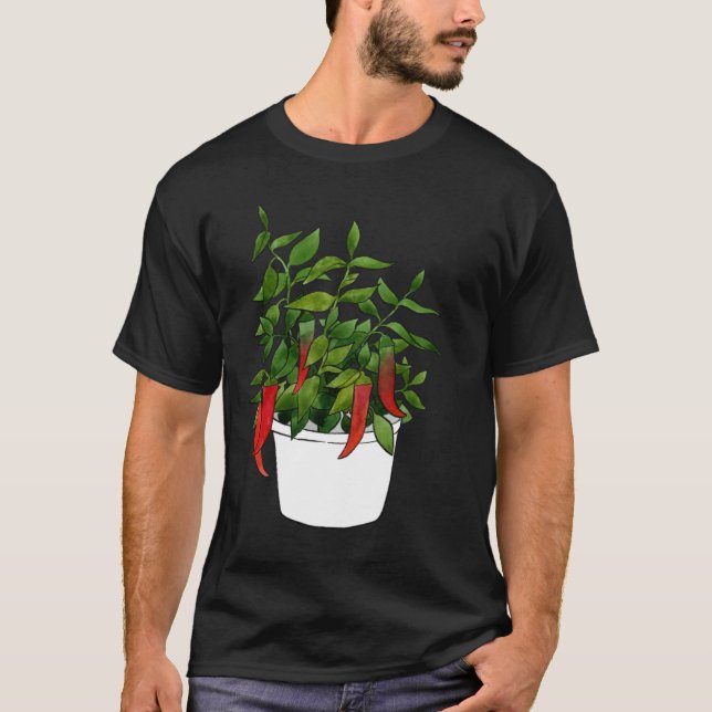 Chili Pepper Plant Peppers Chili Fruit Red Spicy T Shirt (Framsida)