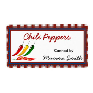 Chili Peppers Anpassningsbar Canning Labels Fraktsedel