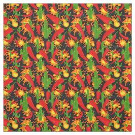 Chili Peppers, Cactus och Flames Mönster Tyg