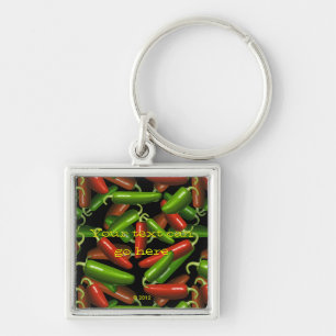 Chili Peppers Fyrkantig Silverfärgad Nyckelring