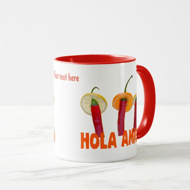 Chili Peppers Hola Amigo Funny anpassade Mugg (Framsida höger)