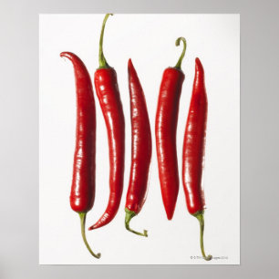 Chili Peppers i en rad Poster