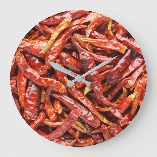 Chili Peppers Kitchen Clock Stor Klocka (Framsida)
