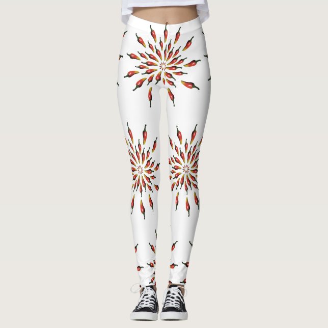 Chili Peppers Mandala Botanical Anpassningsbar Leggings (Framsida)