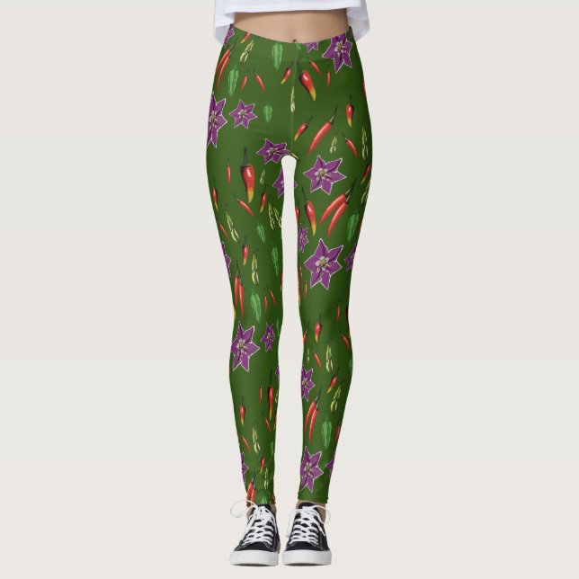 Chili Peppers Plants botaniska Anpassningsbarna Leggings (Framsida)