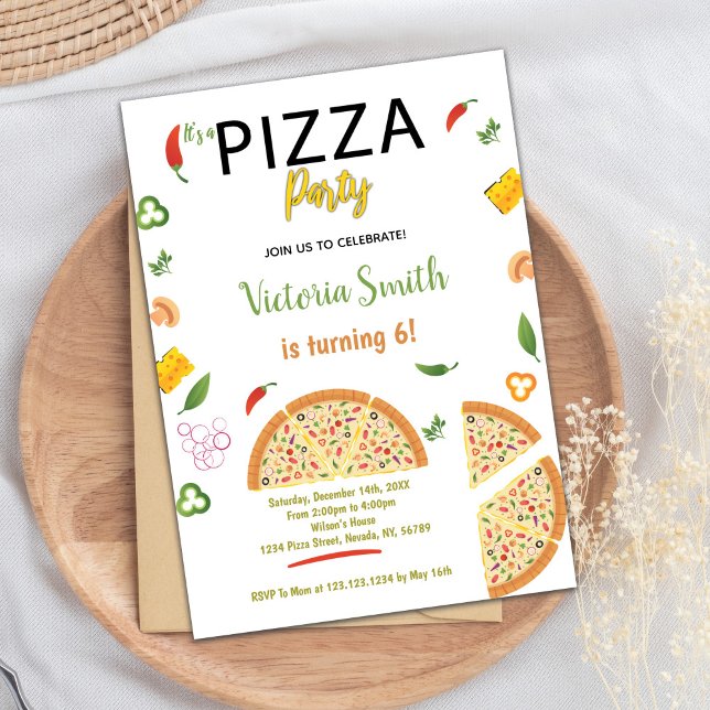 Chili Pizza Birthday-inbjudningar Inbjudningar (Chili Pizza Birthday Invitations)