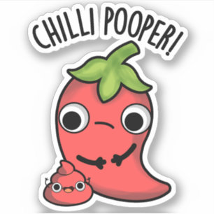 Chili Poooper Funny Pepper Pun Klistermärken