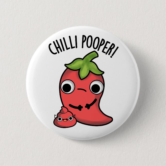Chili Poooper Funny Pepper Pun Knapp (Framsida)