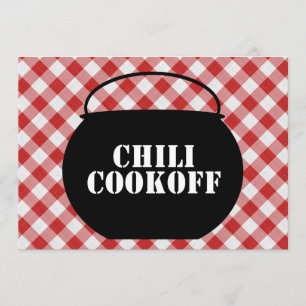 Chili Pot Silo, Red & White Checked Trasa Cookoff Inbjudningar