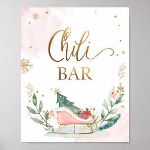 Chili Pub Food Sleight Winter Girl Birthday Poster