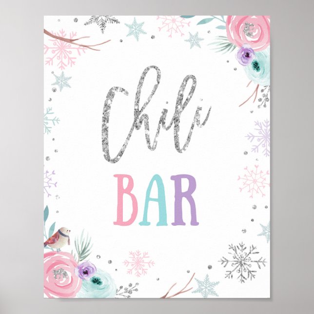 Chili Pub Food Winter Onederland Girl Birthday Poster (Framsidan)