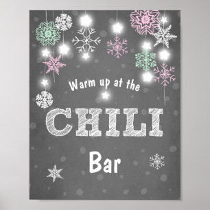 Chili Pub skriver under Rosa Mint Winter snöflingo Poster