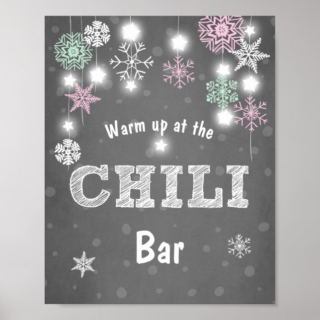 Chili Pub skriver under Rosa Mint Winter snöflingo Poster (Framsidan)