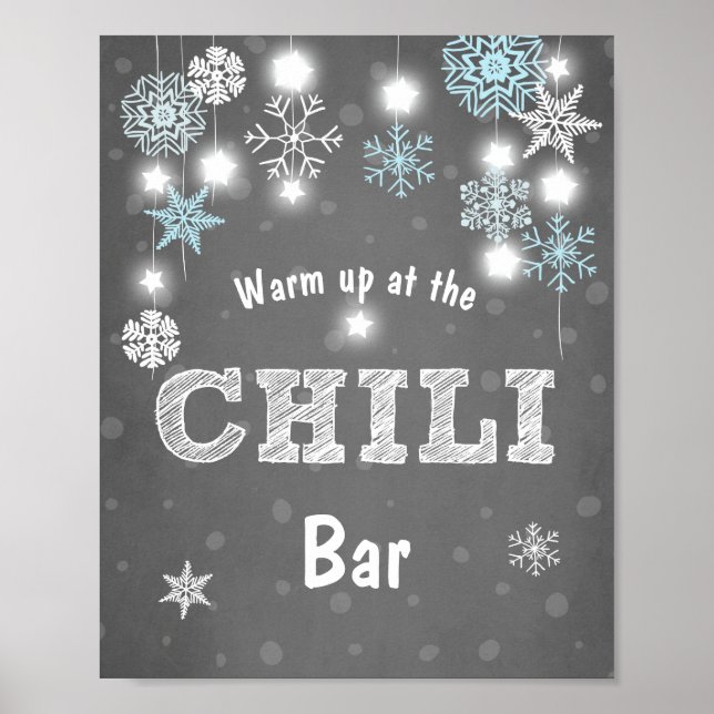 Chili Pub undertecknar Blue Winter snöflingor Chil Poster (Framsidan)