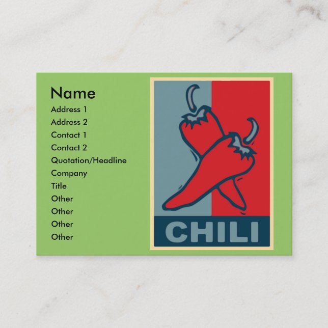 Chili Red och Blue Visitkort (Framsida)