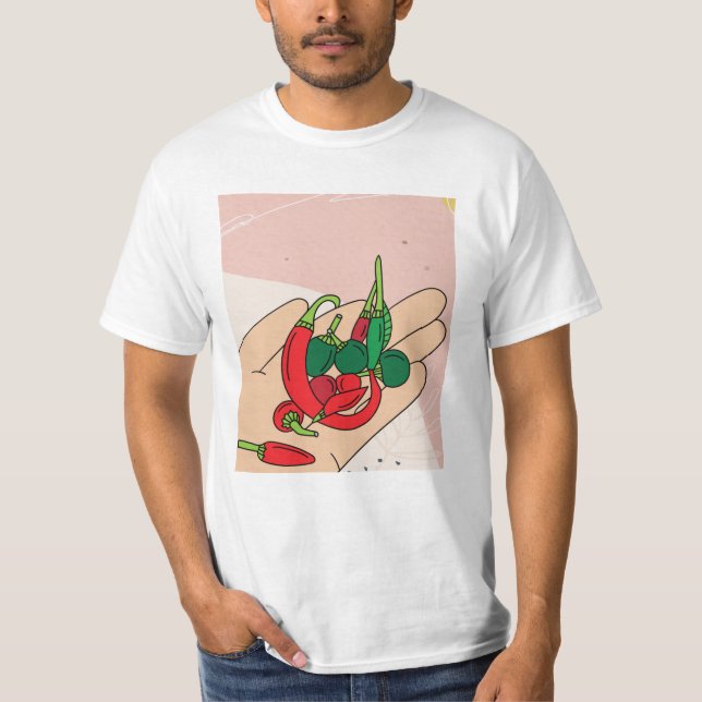 Chili Spicy Food Vegetable Hett Peppers T Shirt (Framsida)