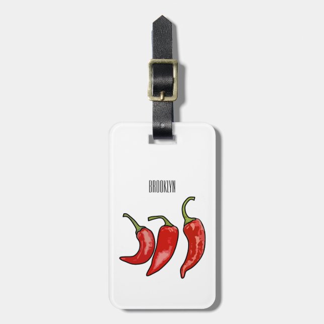 Chili tecknad illustration bagagebricka (Vertikal Framsida)