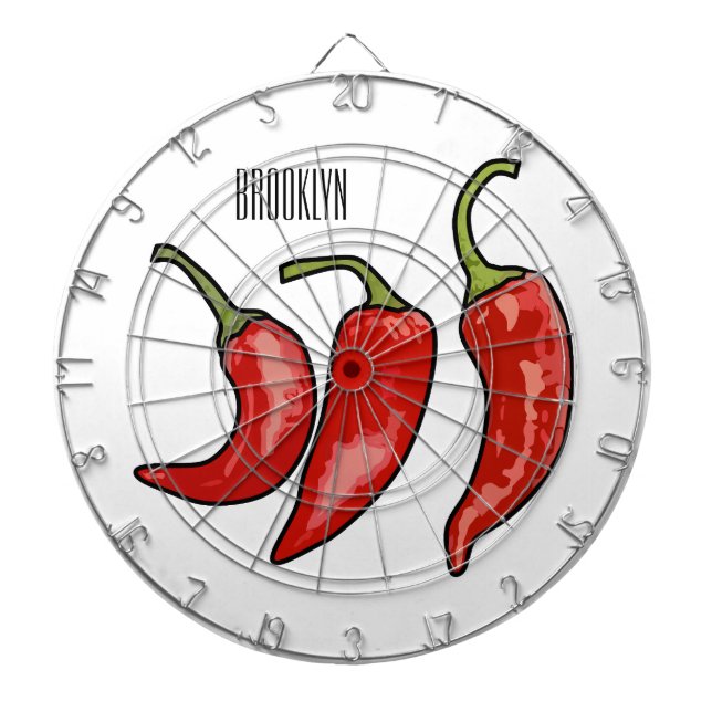 Chili tecknad illustration darttavla (Framsidan)