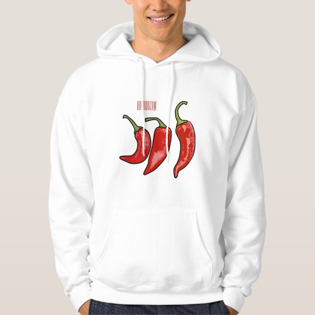 Chili tecknad illustration hoodie (Framsida)