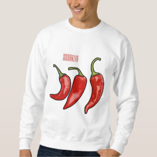 Chili tecknad illustration lång ärmad tröja
