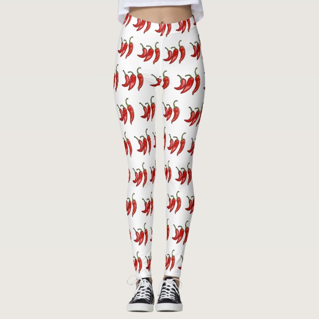 Chili tecknad illustration leggings (Framsida)