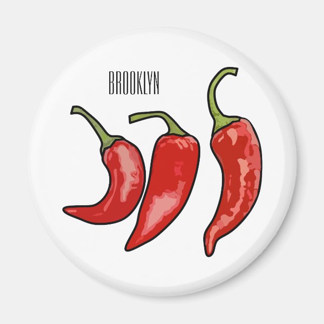 Chili tecknad illustration magnet (Framsidan)