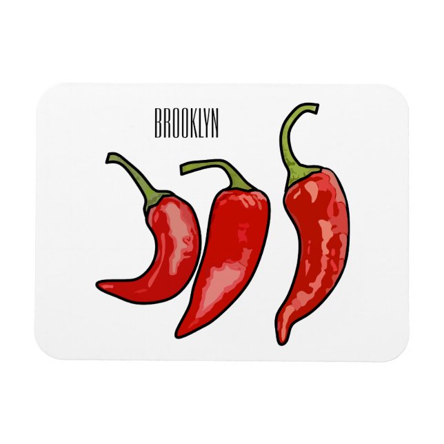 Chili tecknad illustration magnet (Horisontell)
