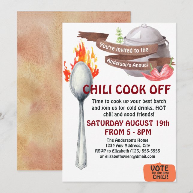 Chilifestival Invitation Inbjudningar (Fram/baksida)