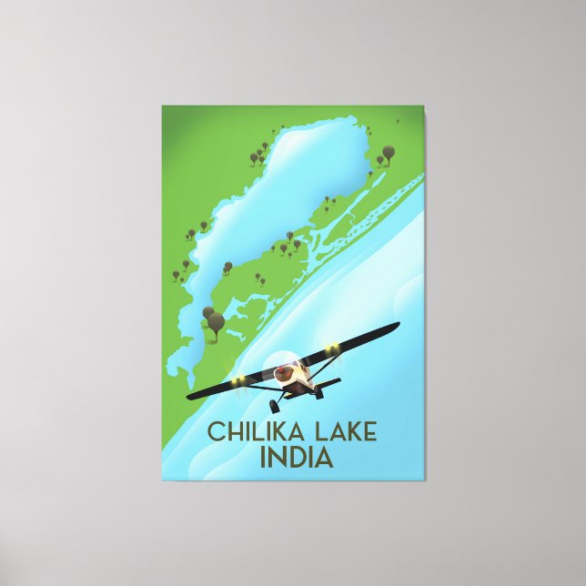 Chilika Lake Indien reseinformation affisch Canvastryck (Framsida)