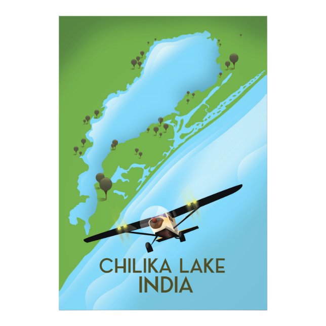 Chilika Sjö Indiens reseaffisch Fototryck (Framsidan)