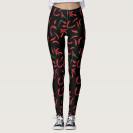 Chilimönster| Röd Svart och Grön Leggings