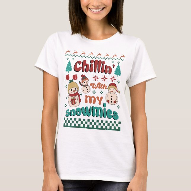 Chilin med mina snowmier - Winter Wonderland Art T Shirt (Framsida)