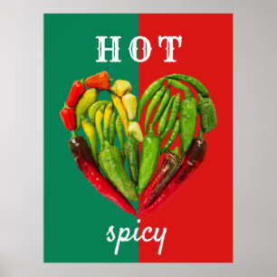 Chilipeppar av hett, kryddad grönt poster