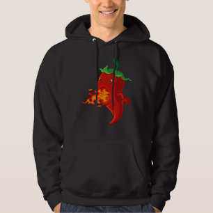 chilipeppar av röd hett med låga hoodie