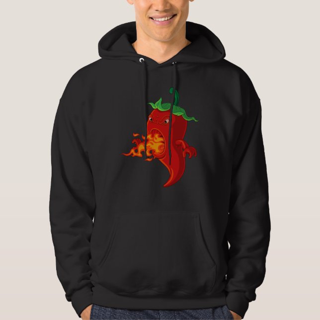 chilipeppar av röd hett med låga hoodie (Framsida)