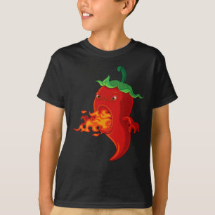 chilipeppar av röd hett med låga t shirt