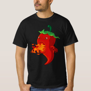 chilipeppar av röd hett med låga t shirt