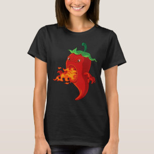 chilipeppar av röd hett med låga t shirt