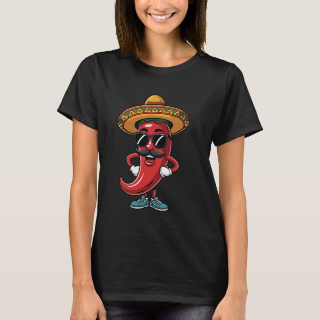 Chilipeppar Cinco De Mayo Kryddstark T Shirt (Framsida)